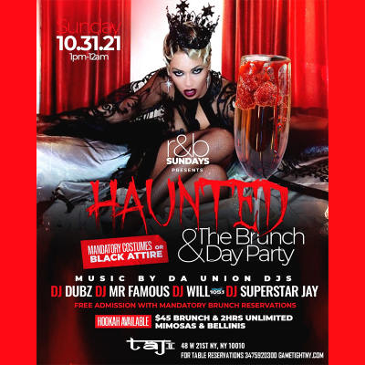 Taj Lounge Halloween Sunday R&b Brunch Reservation at Taj Lounge