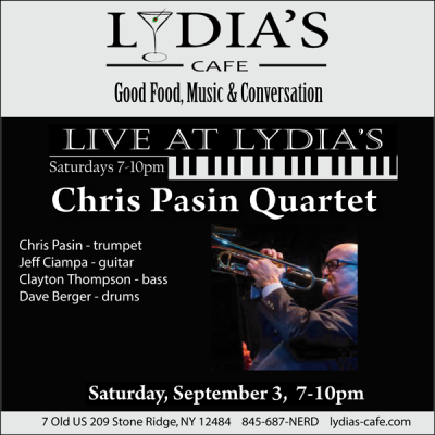 Chris Pasin Quartet at Live At Lydia's at Lydia's Cafe - event poster Chris Pasin Quartet at Live At Lydia's at Lydia's Cafe