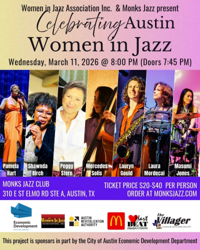 Celebrating Austin Women In Jazz at Monks Jazz Club - event poster Celebrating Austin Women In Jazz at Monks Jazz Club