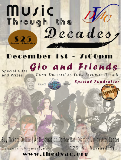 Music Through The Decades at Diamond Valley Arts Center - event poster Music Through The Decades at Diamond Valley Arts Center
