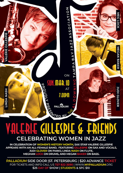 Valerie Gillespie & Friends: Celebrating Women In Jazz at The Palladium’s Side Door Cabaret - event poster Valerie Gillespie & Friends: Celebrating Women In Jazz at The Palladium’s Side Door Cabaret