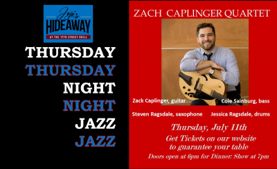 Zach Caplinger Quartet at Jojo's Hideaway At 17th Street Grill - event poster Zach Caplinger Quartet at Jojo's Hideaway At 17th Street Grill