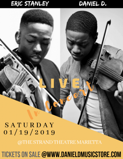Violinists Daniel D. And Eric Stanley Live In Concert at Earl and Rachel Smith Strand Theatre - event poster Violinists Daniel D. And Eric Stanley Live In Concert at Earl and Rachel Smith Strand Theatre