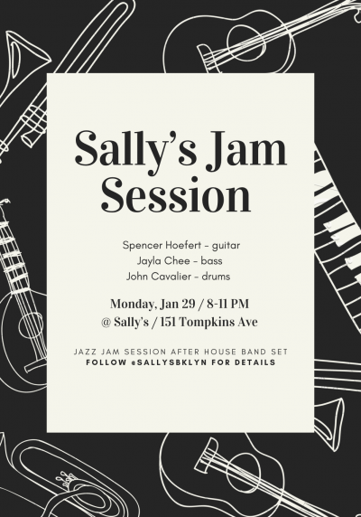 Sally's Jazz Night + Jam Session at Sally's - event poster Sally's Jazz Night + Jam Session at Sally's