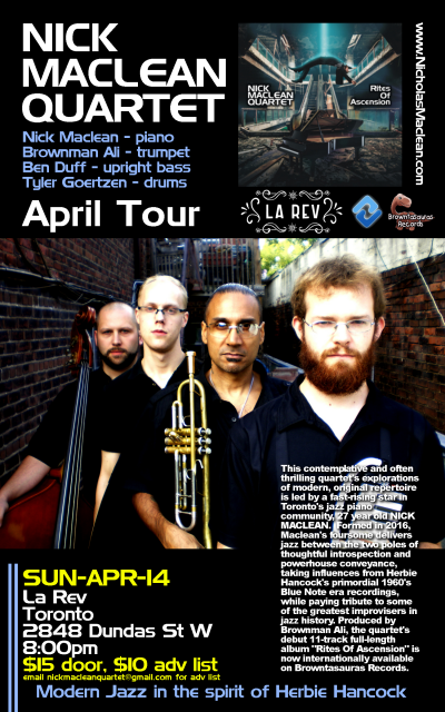 NICK MACLEAN QUARTET Feat. BROWNMAN ALI (kingston) at Rcha Club