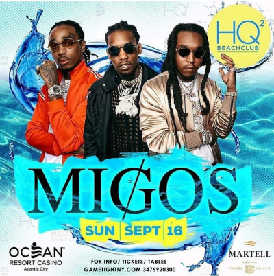 Migos Pool Party At Hq2 Beachclub 2018 at Ocean Resort Casino - event poster Migos Pool Party At Hq2 Beachclub 2018 at Ocean Resort Casino