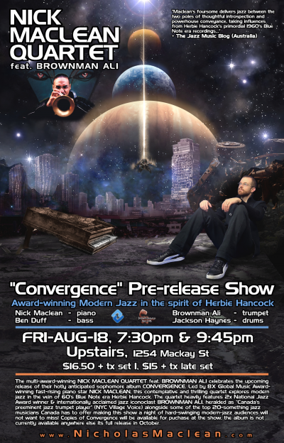 NICK MACLEAN QUARTET Feat. BROWNMAN ALI -- Album Pre-release Show (montreal) at Upstairs Jazz Bar & Grill