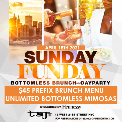 Taj Nyc Sunday Bottomless Brunch & Day Party 2021 at Taj Lounge