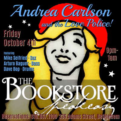 Andrea Carlson And The Love Police at The Bookstore Speakeasy - event poster Andrea Carlson And The Love Police at The Bookstore Speakeasy