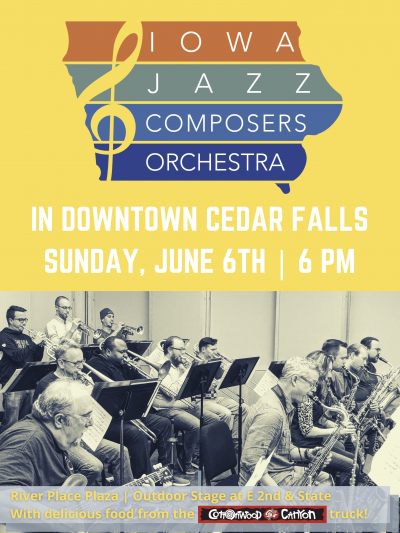 Iowa Jazz Composers Orchestra at River Place Plaza - event poster Iowa Jazz Composers Orchestra at River Place Plaza