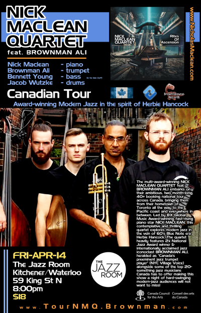 NICK MACLEAN QUARTET Feat. BROWNMAN ALI (kitchener/waterloo) at The Jazz Room