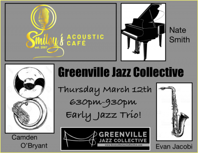 Gjc Early Jazz Trio at Smileys on the Roxx - event poster Gjc Early Jazz Trio at Smileys on the Roxx