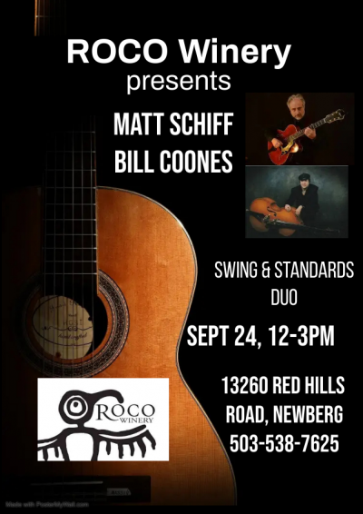 Swing & Standards Duo Roco Winery at Roco Winery Newberg - event poster Swing & Standards Duo Roco Winery at Roco Winery Newberg