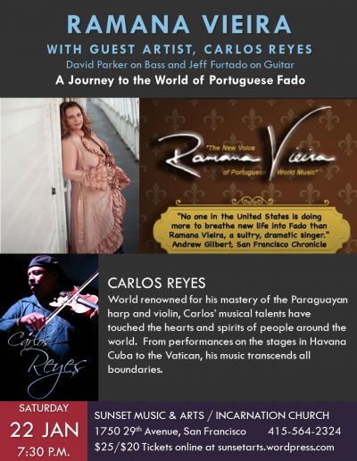 Ramana Vieira – A Journey To The World Of Portuguese Fado With Guest Artist, Carlos Reyes at Incarnation Episcopal Church