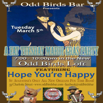 Live New Orleans Mardi Gras Music At Oddbirds Loft With Hope You're Happy at Odd Birds Bar