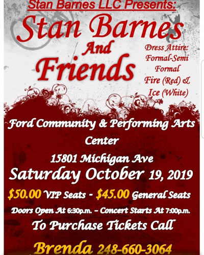 Stan Barnes And Friends at Ford Community & Performing Arts Center Hubbard Ballroom - event poster Stan Barnes And Friends at Ford Community & Performing Arts Center Hubbard Ballroom