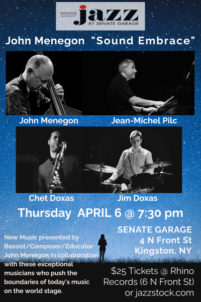 John Menegon's Sound Embrace (jazzstock @ Senate Garage) at Senate Garage - event poster John Menegon's Sound Embrace (jazzstock @ Senate Garage) at Senate Garage