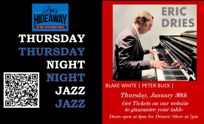 Thursday Night Jazz With Eric Dries Trio at Jojo's Hideaway At 17th Street Grill