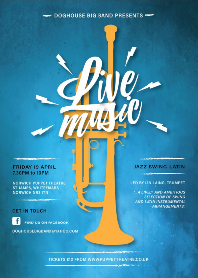 Doghouse Big Band at Norwich Puppet Theatre - event poster Doghouse Big Band at Norwich Puppet Theatre