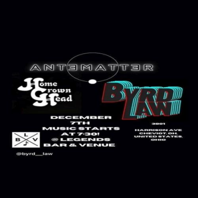 Antematter Live At Legends at Legends Bar And Venue - event poster Antematter Live At Legends at Legends Bar And Venue