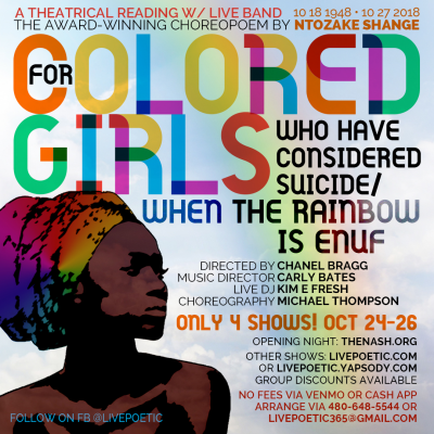 Ntozake Shange's For Colored Girls at The Nash - event poster Ntozake Shange's For Colored Girls at The Nash