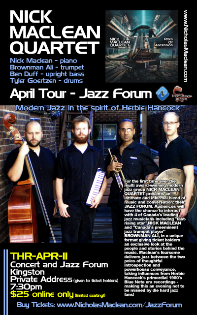 NICK MACLEAN QUARTET Feat. BROWNMAN ALI - JAZZ FORUM (Kingston) at Private Address