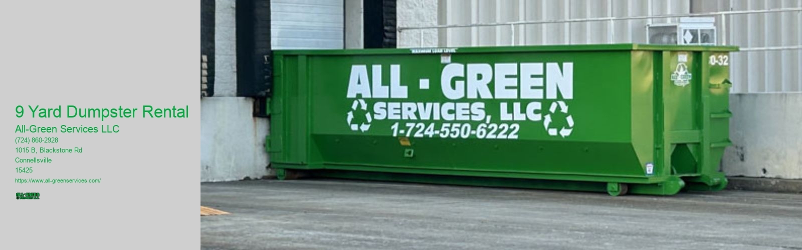 9 Yard Dumpster Rental All-Green Services LLC 9 Yard Dumpster Rental