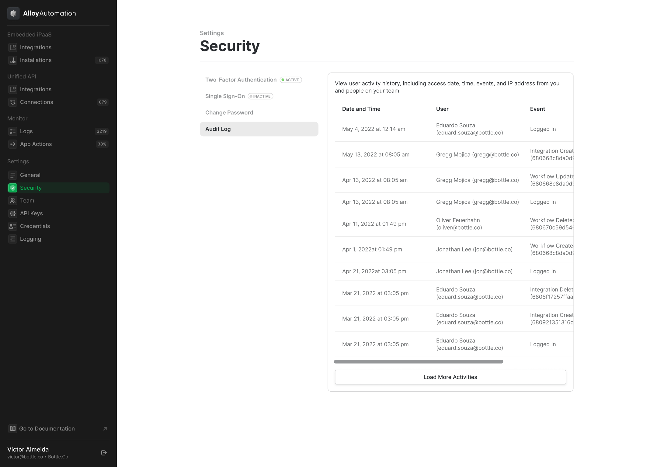 Audit Logs in Alloy Embedded
