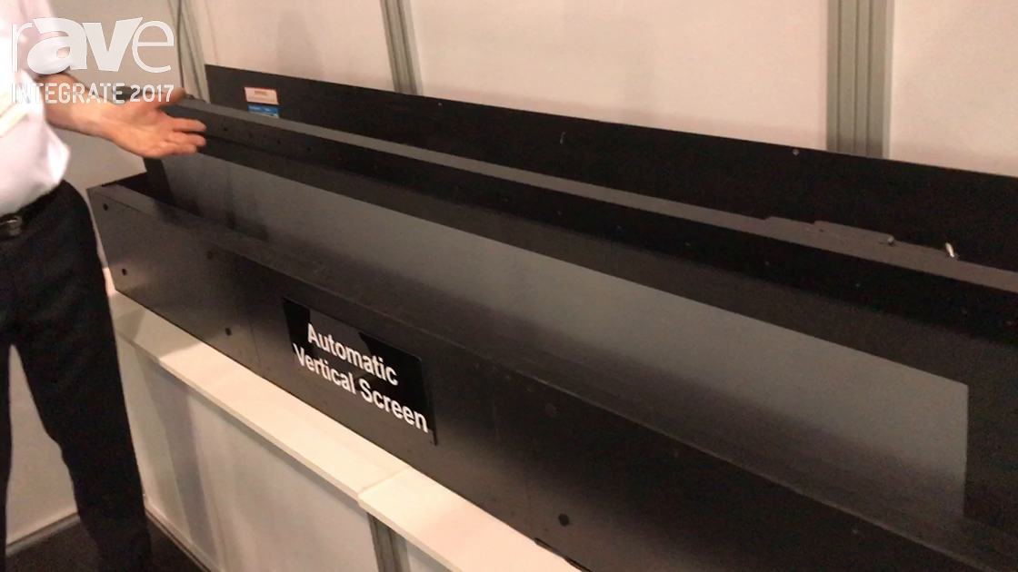 Integrate 2017: Stewart Filmscreen Demos the Automatic Vertical Screen on the Visual Fidelity Stand