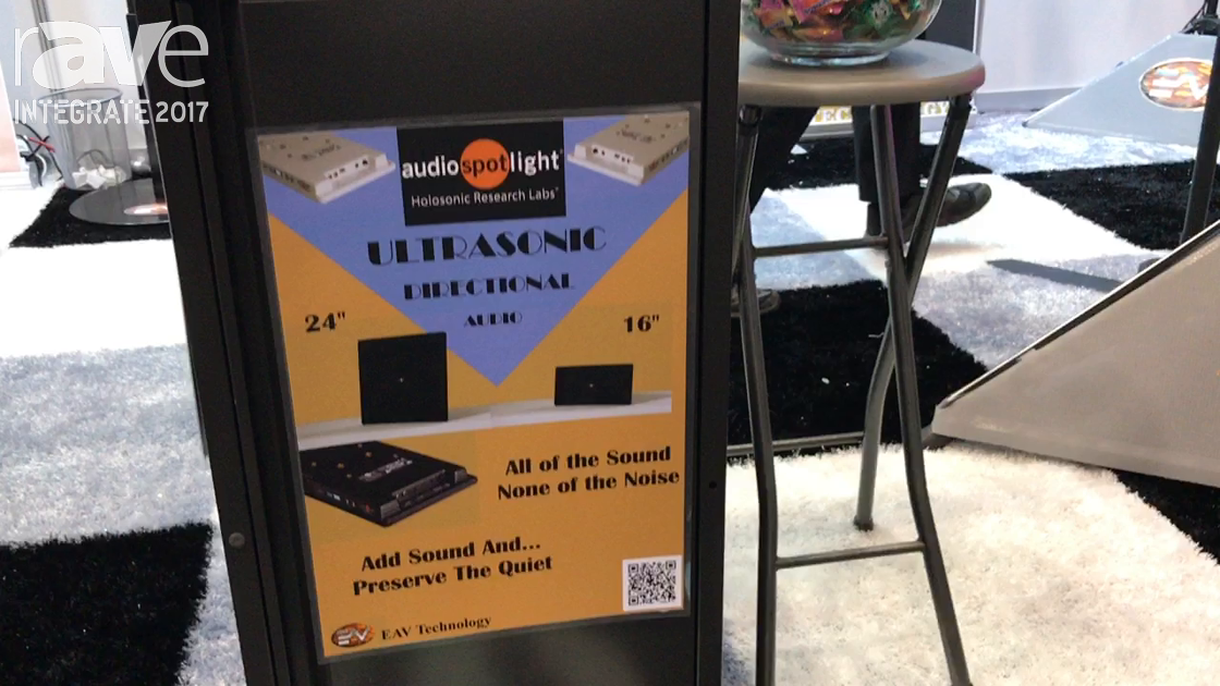 Integrate 2017: Holosonics Demos the Audio Spotlight on the EAV Technology Stand