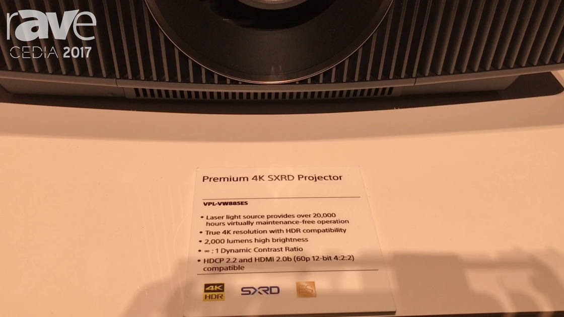 CEDIA 2017: Sony Introduces VPL-VW885ES Premium 4K SXRD Laser-Based Projector