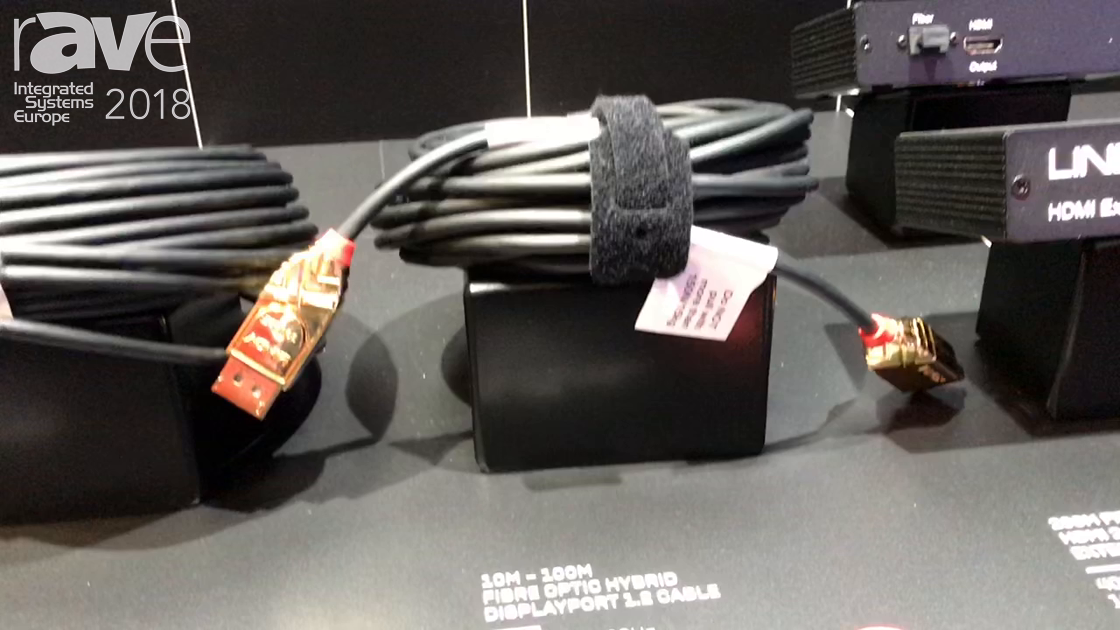 ISE 2018: LINDY Features 10M-100M Fiber Optic Displayport 1.2 Cable