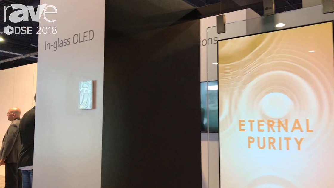 DSE 2018: LG Demos Its 55EG5CD In-glass OLED Display In Hanging Dual-View Application