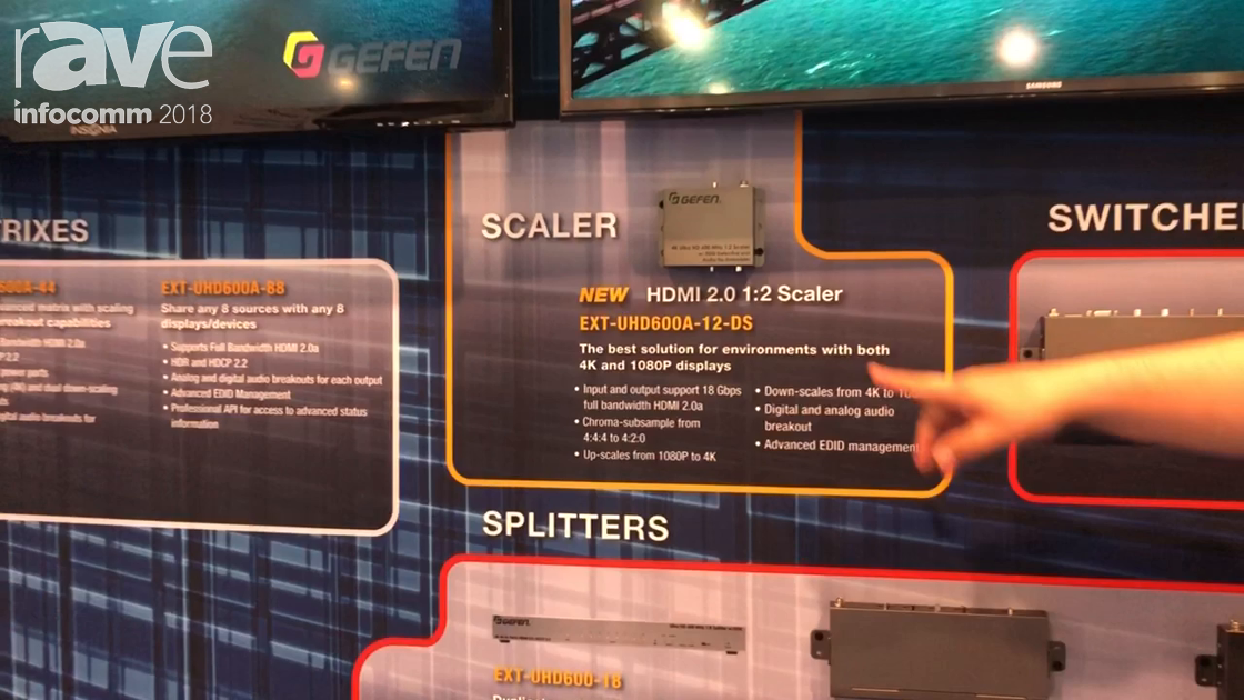 InfoComm 2018: Gefen Showcases Its EXT-UHD600A-12-DS HDMI 2.0 1×2 Scaler