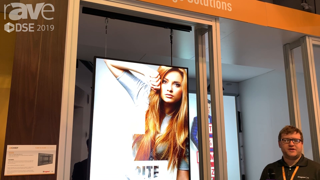 DSE 2019: Chief Shows Near-Invisible Floor-to-Ceiling Cable Mount for Retail Window Applications