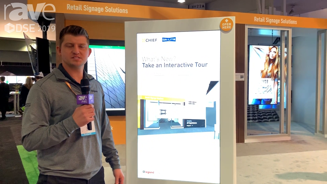 DSE 2019: Chief Demos Its 55-Inch Floor Mounted Impact Kiosk in Back-to-Back, Baseless Design