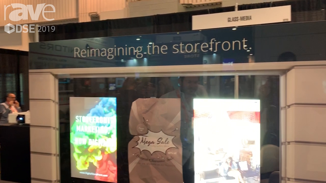 DSE 2019: Glass Media Makes an LCD Passive Substrate for Rear Projection on Glass for Retail Windows