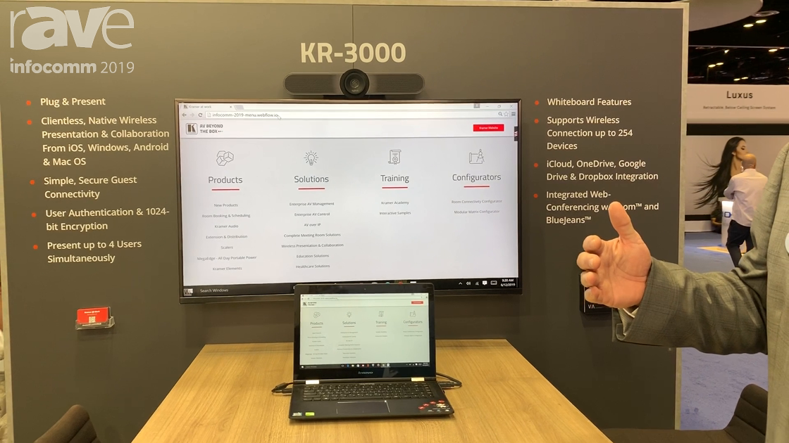 InfoComm 2019: Kramer Demos KR-3000 Wired or Wireless Huddle Space Room Package