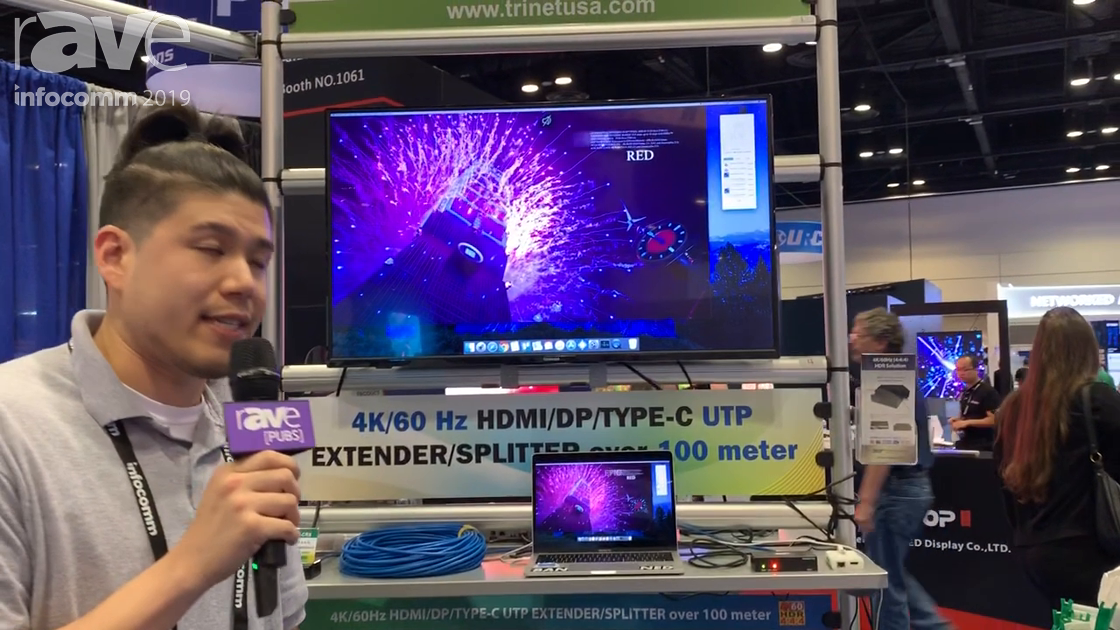 InfoComm 2019: Tri-Net Technology Intros 4K@60Hz HDMI/DisplayPort/USB-C Extender/Splitter Over Cat6