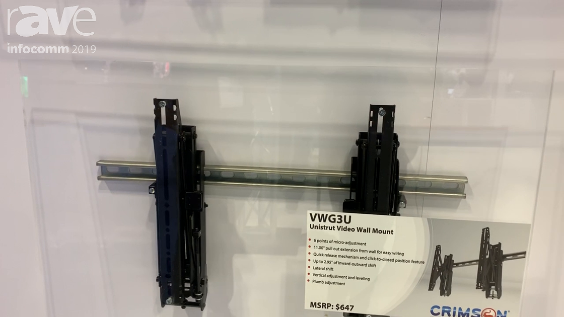 InfoComm 2019: Crimson AV Showcases the VWG3U Unistrut Video Wall Mount