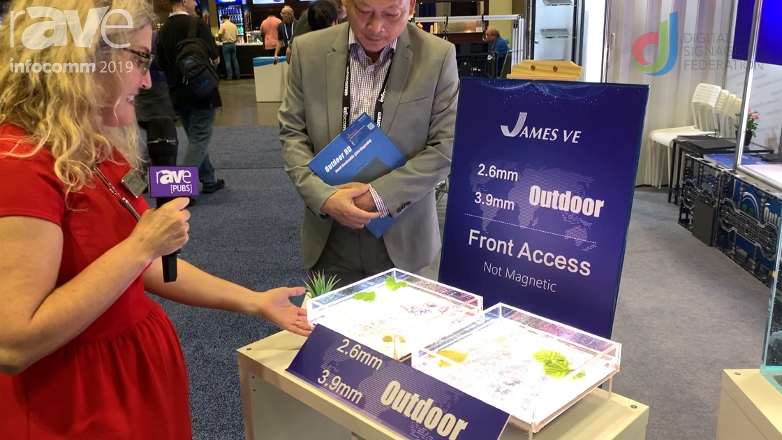 InfoComm 2019: Laura Davis-Taylor Checks Out LED Display in Underwater Demo at James VE Booth