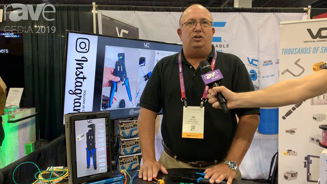 CEDIA 2019: Vertical Cable Demos Its I-Punch Termination Tool for One-Step Cat Cable Termination