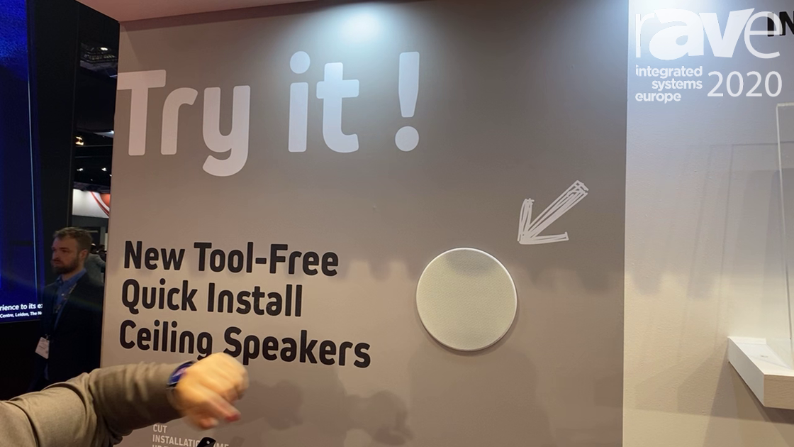 ISE 2020: LUMI AUDIO Demonstrates Tool-Free Quick Install Ceiling Speakers in the Lumi Legend Stand