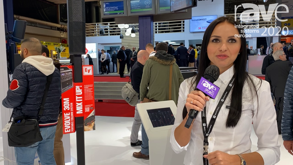 ISE 2020: Electro-Voice Showcases EVOLVE 30M Portable Column Speaker with Line-Array Construction