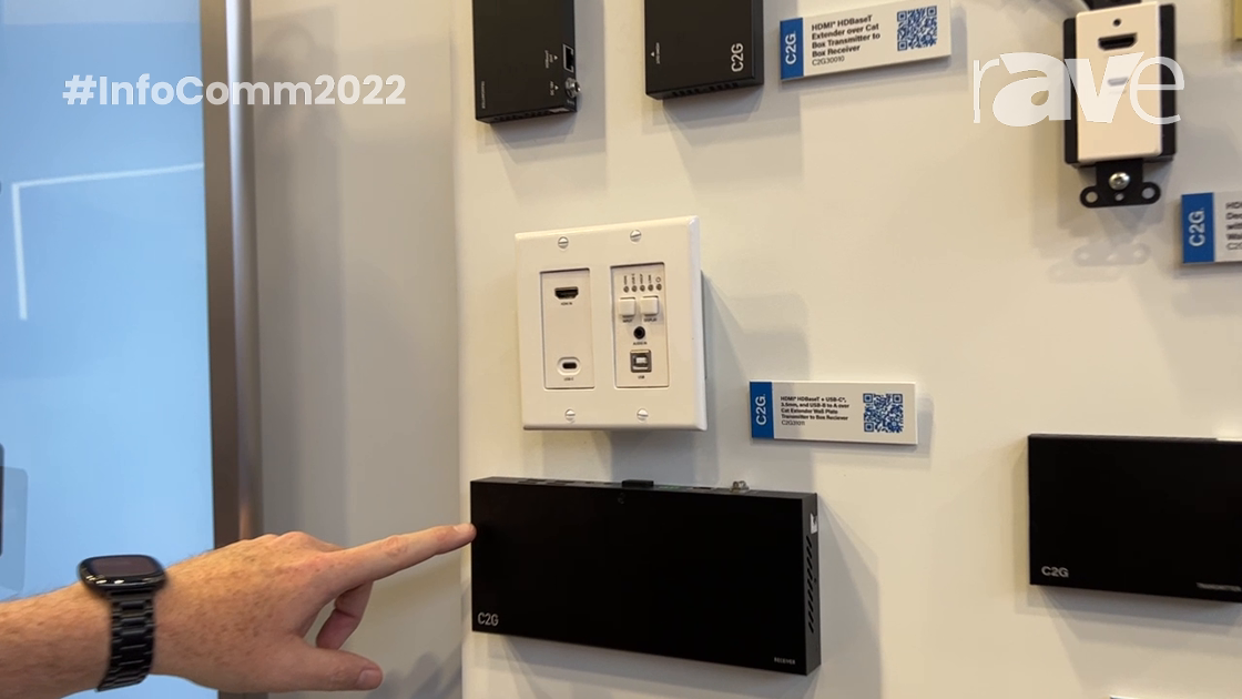 InfoComm 2022: C2G Debuts C2G31011 HDBaseT Extender Wall Plate on the LegrandAV Stand