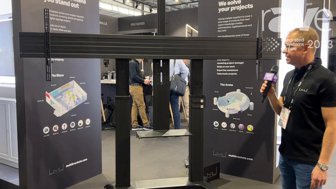 ISE 2023: Multibrackets Presents Motorized Public Floorstand for Displays Up to 135 kg