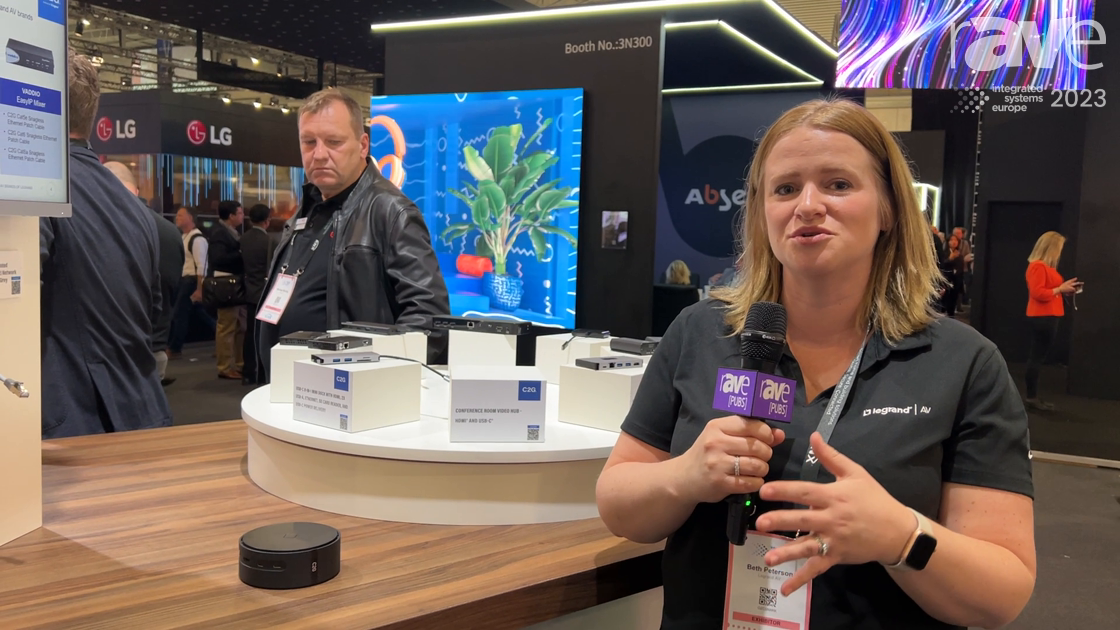 ISE 2023: C2G Highlights HDMI and USB-C Conference Room Hub on Legrand AV Stand