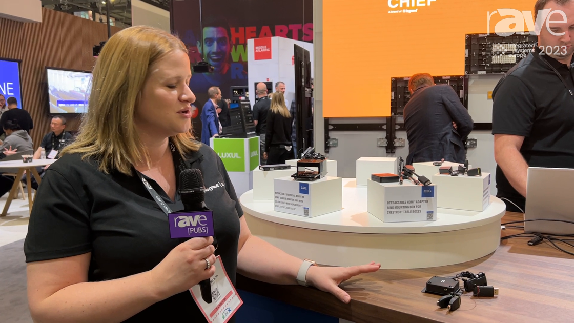 ISE 2023: C2G Shows Off Adapter Rings on Legrand AV Stand