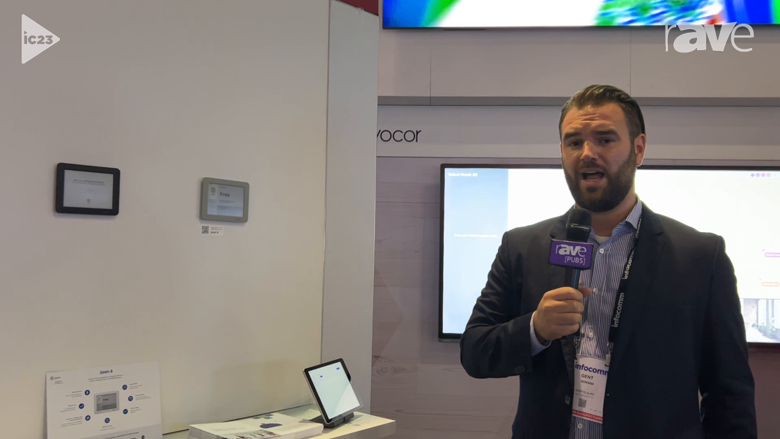 InfoComm 2023: Joan Features Joan 6 Wireless Meeting Room Scheduler at the Exertis Almo Booth