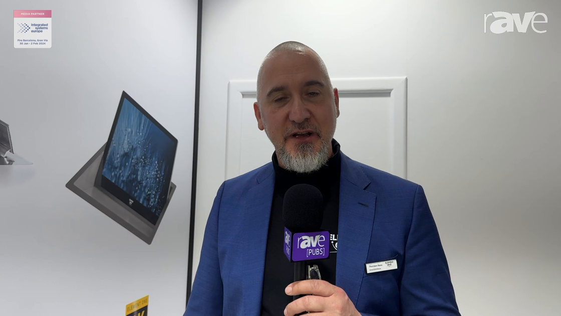 ISE 2024: Element One Highlights Vernis 220 Flex Retractable Monitor with Keyboard Tray